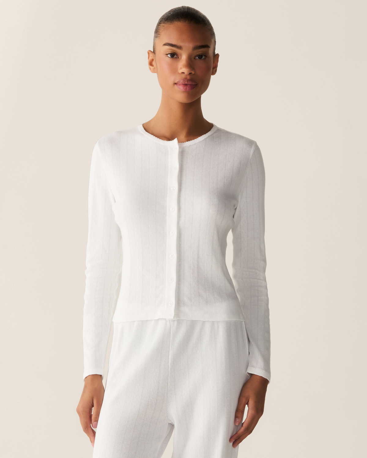 Pointelle Cardigan - White