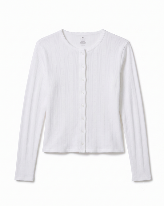 Pointelle Cardigan - White