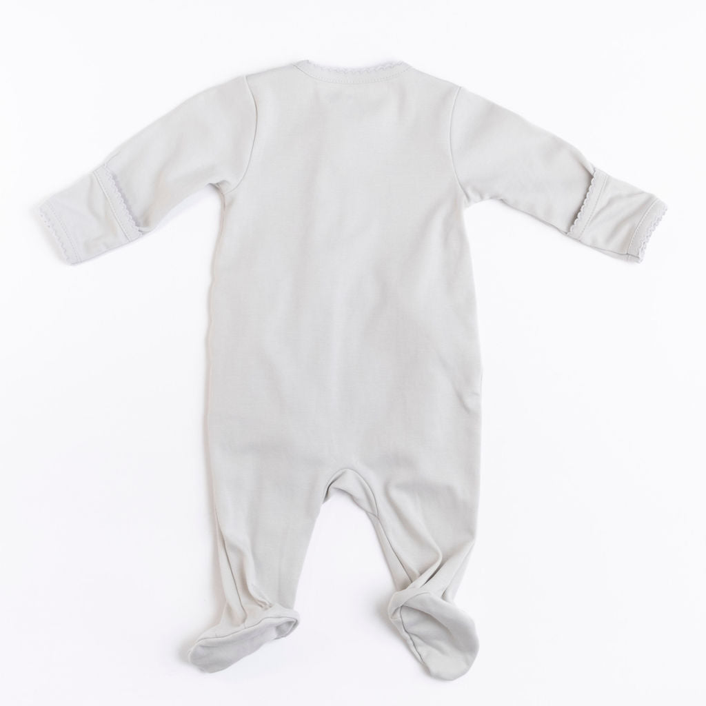 Pima Embroidered Footie - Blue Boat