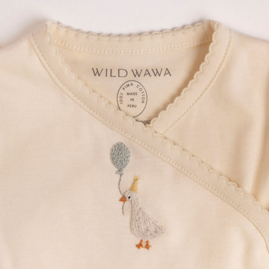 Pima Embroidered Bundle Set - Pearl Goose