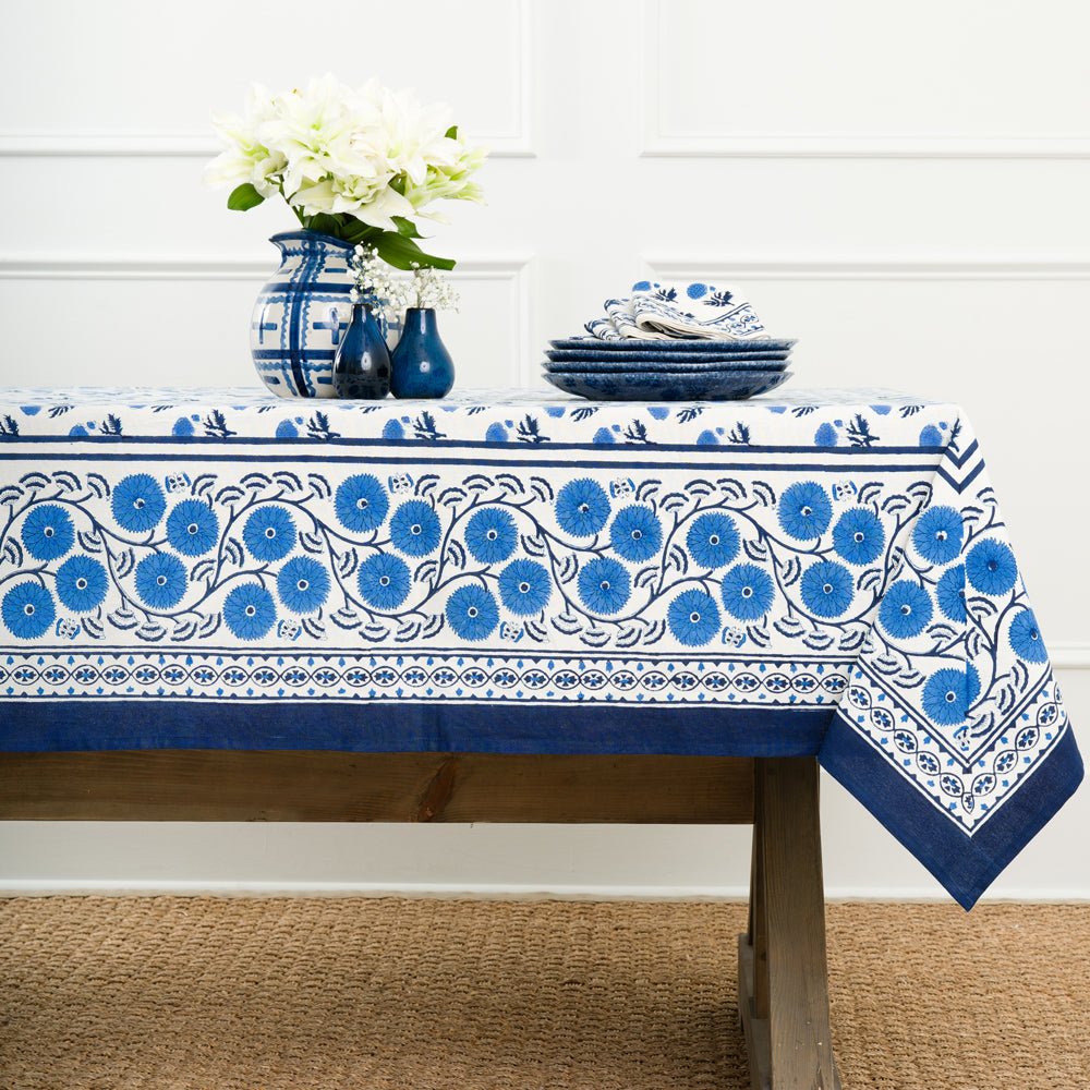 55"x55" Gaya Cobalt Tablecloth