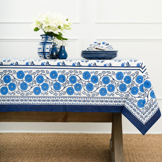 60"x140" Gaya Cobalt Tablecloth