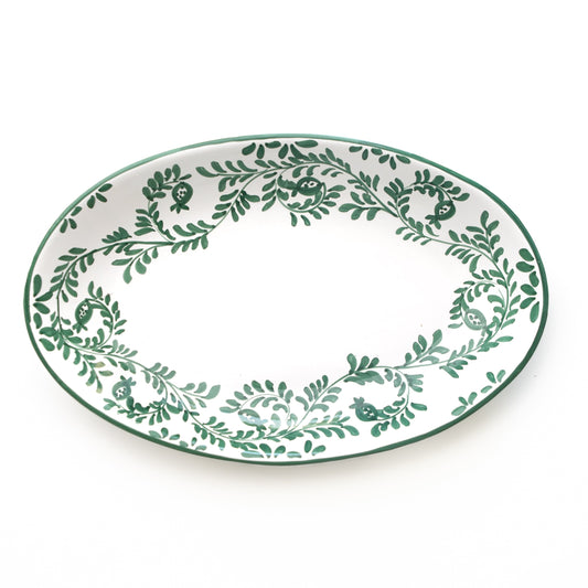 Pomegranate Scroll Forest Green Oval Tray