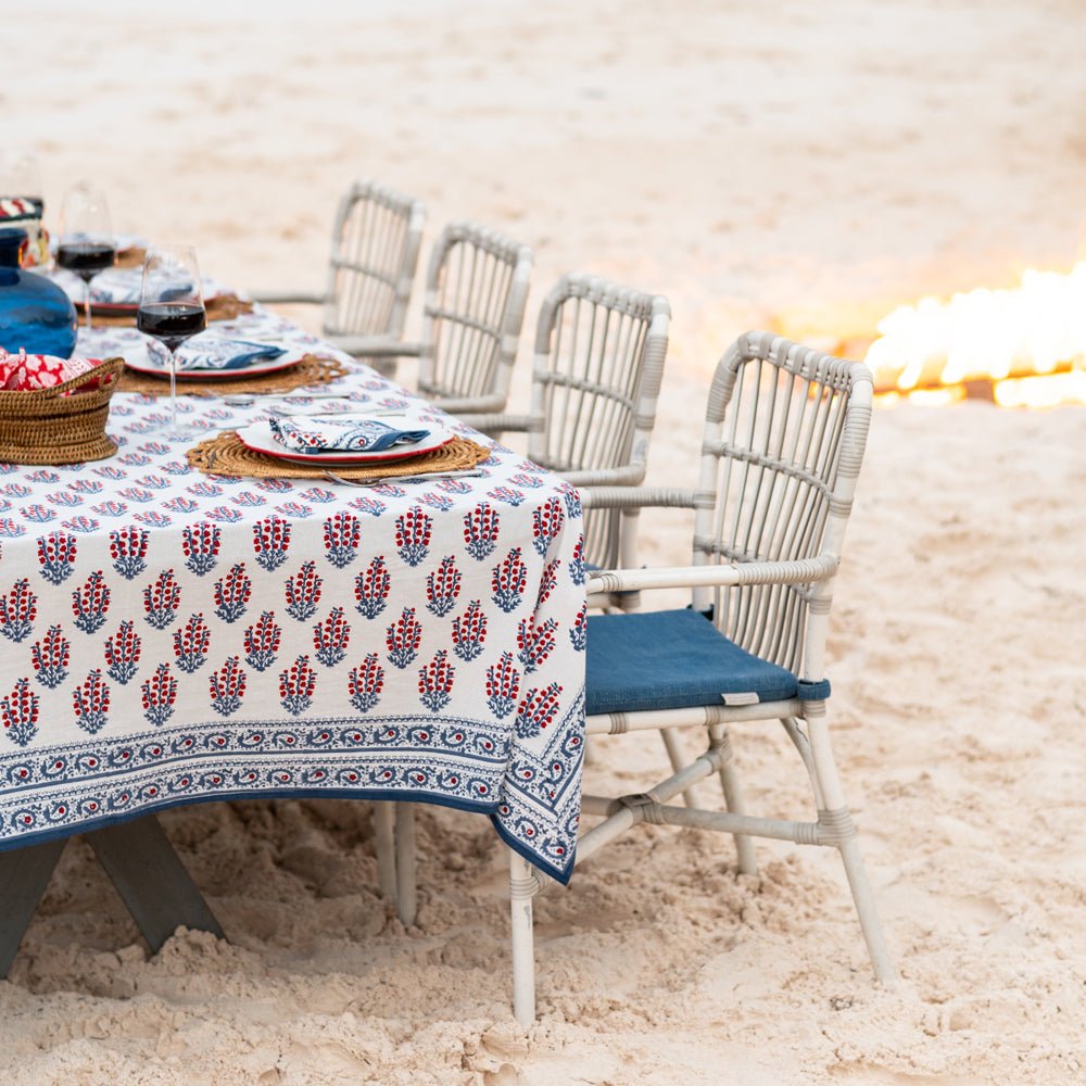 55"x55" Sagar Red & Blue Tablecloth