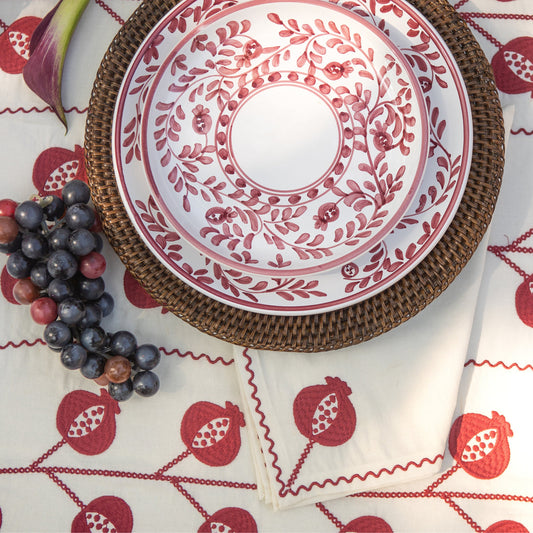 Set of 4 Napkins - Crewel Burgundy