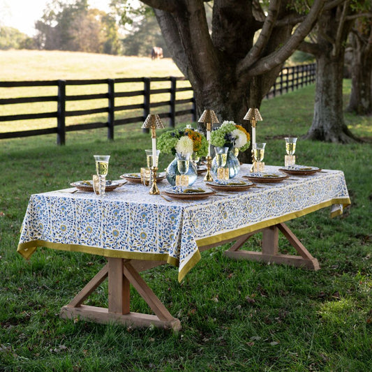 Tablecloth - Starflower - Blue & Ochre