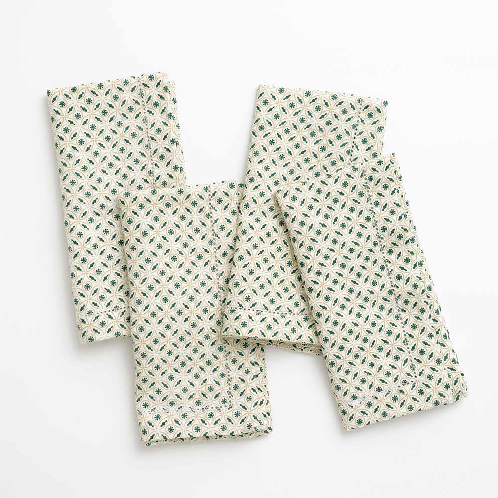 Set of 4 India Hicks Home Hunter Green Tea Time Napkins