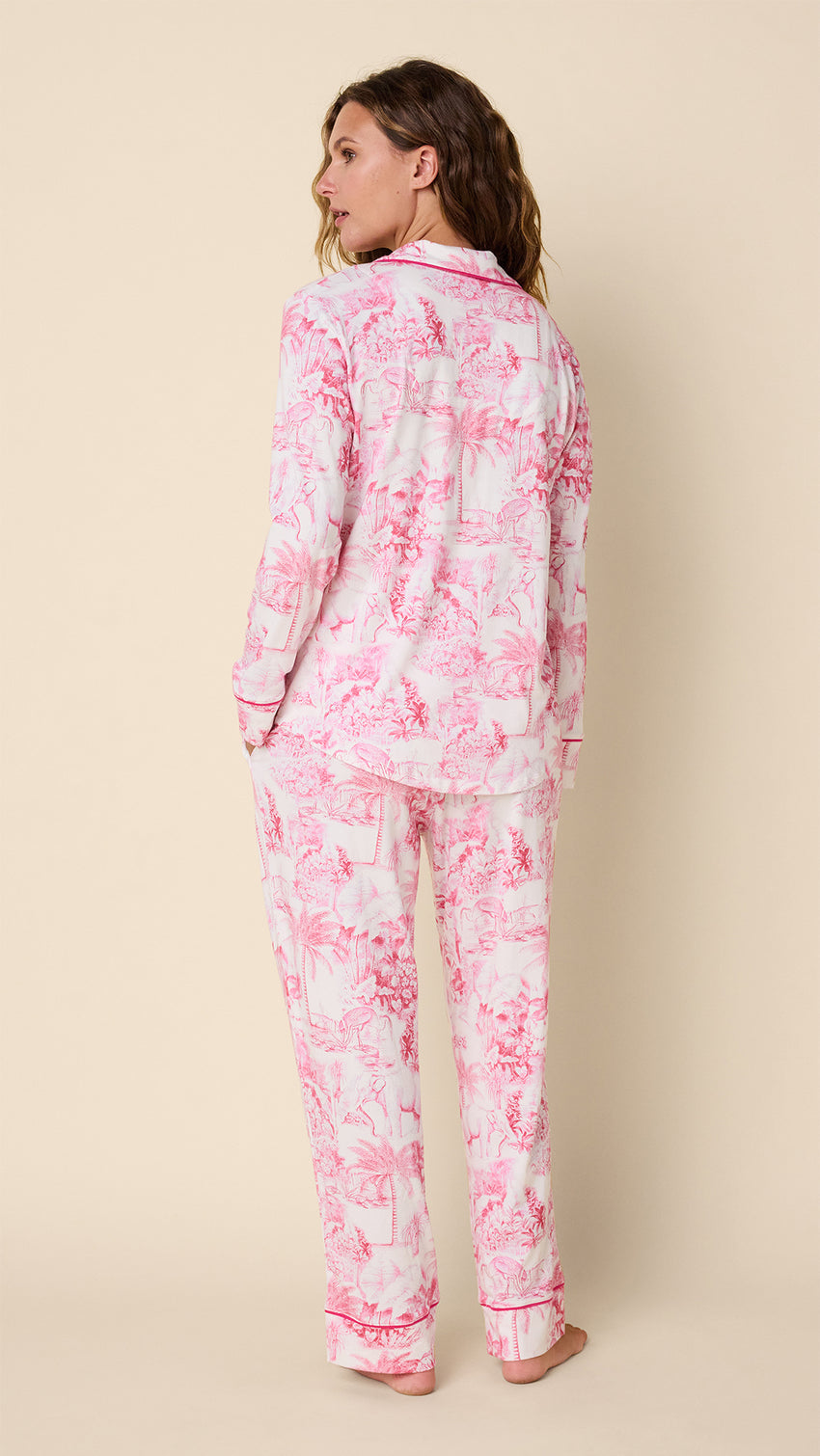 Palm Grove Toile Pima Knit Long-Sleeved Pajama