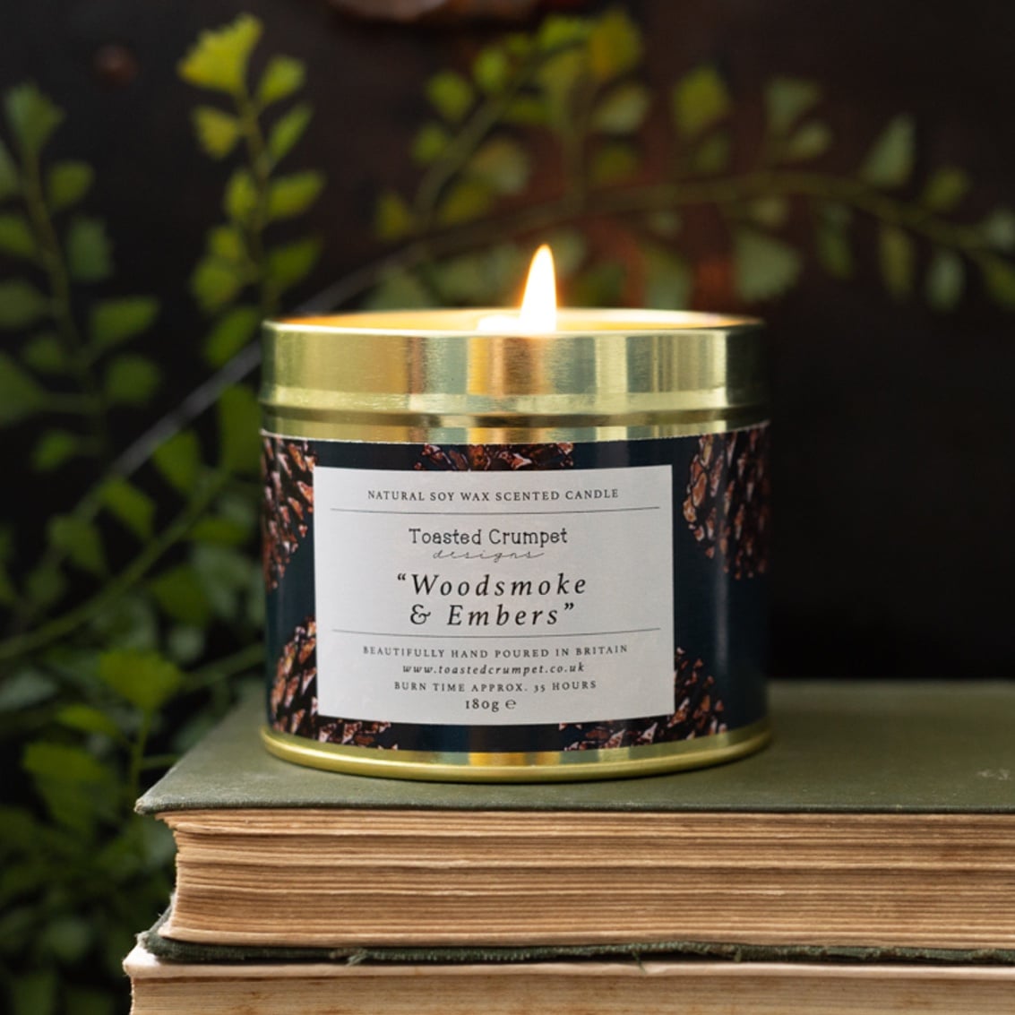 Woodsmoke & Embers Candle in a Matt Gold Tin