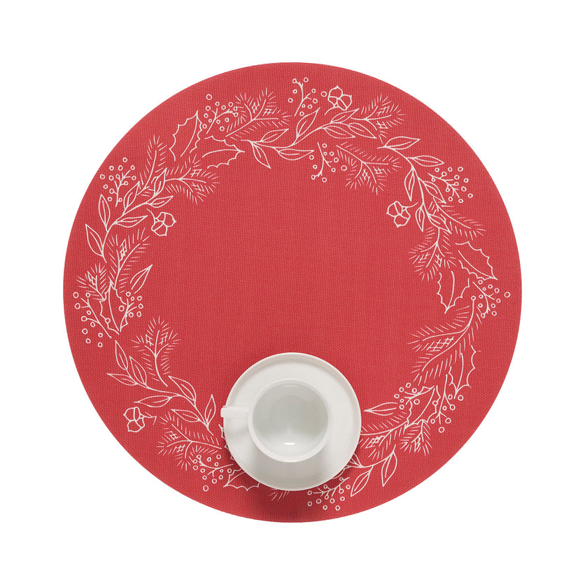 Chilewich - Wreath Print Round - Crimson
