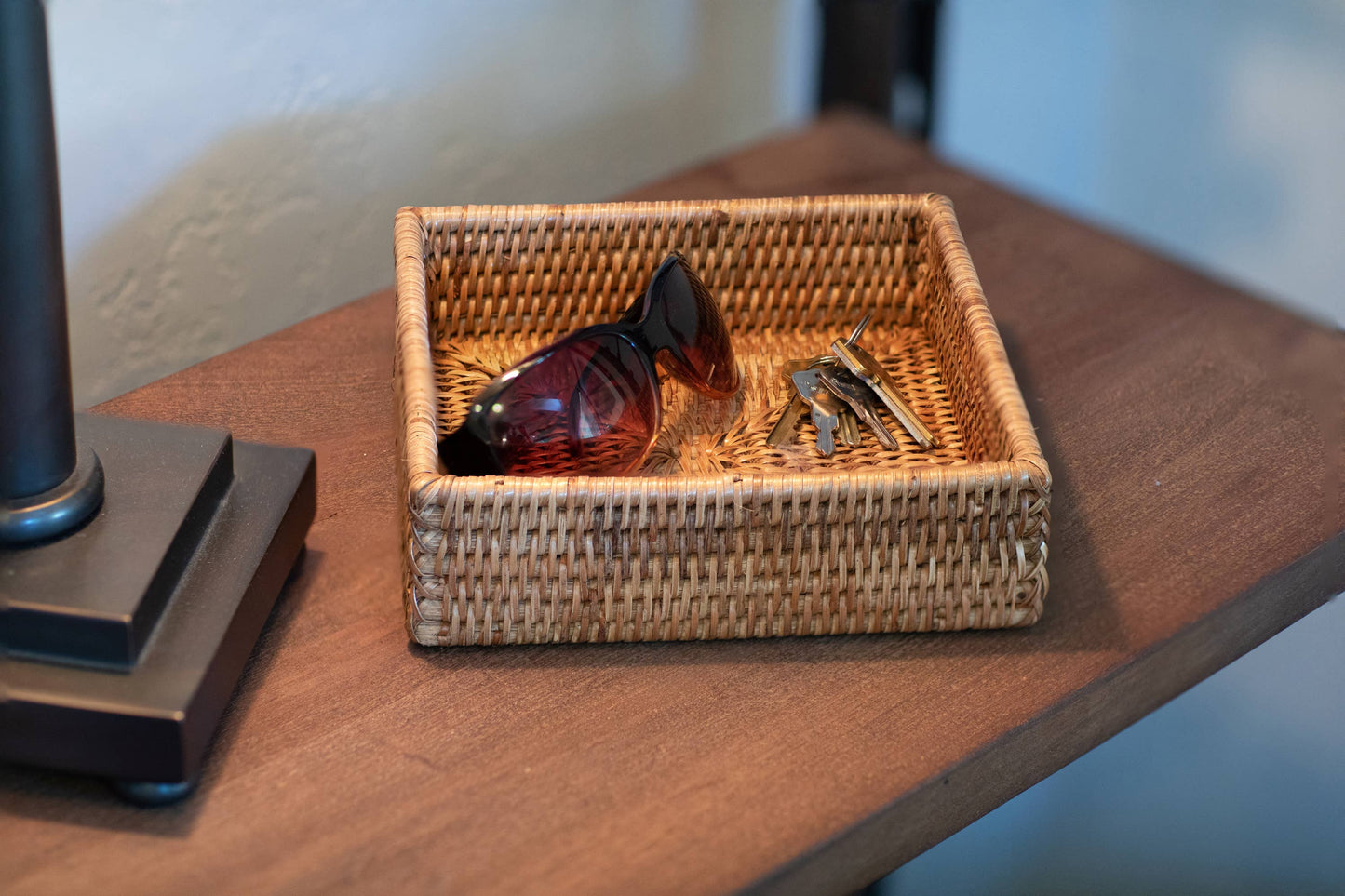 Rattan Luncheon Napkin Holder – Handcrafted Table Accent: Honey Brown