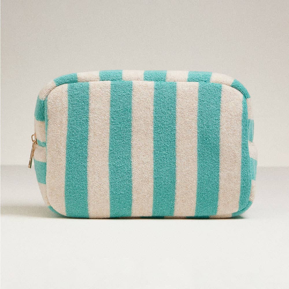 Striped Pattern Cosmetic Pouch Bag: Pink