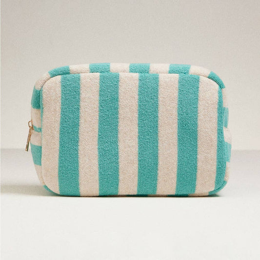 Striped Pattern Cosmetic Pouch Bag: Emerald
