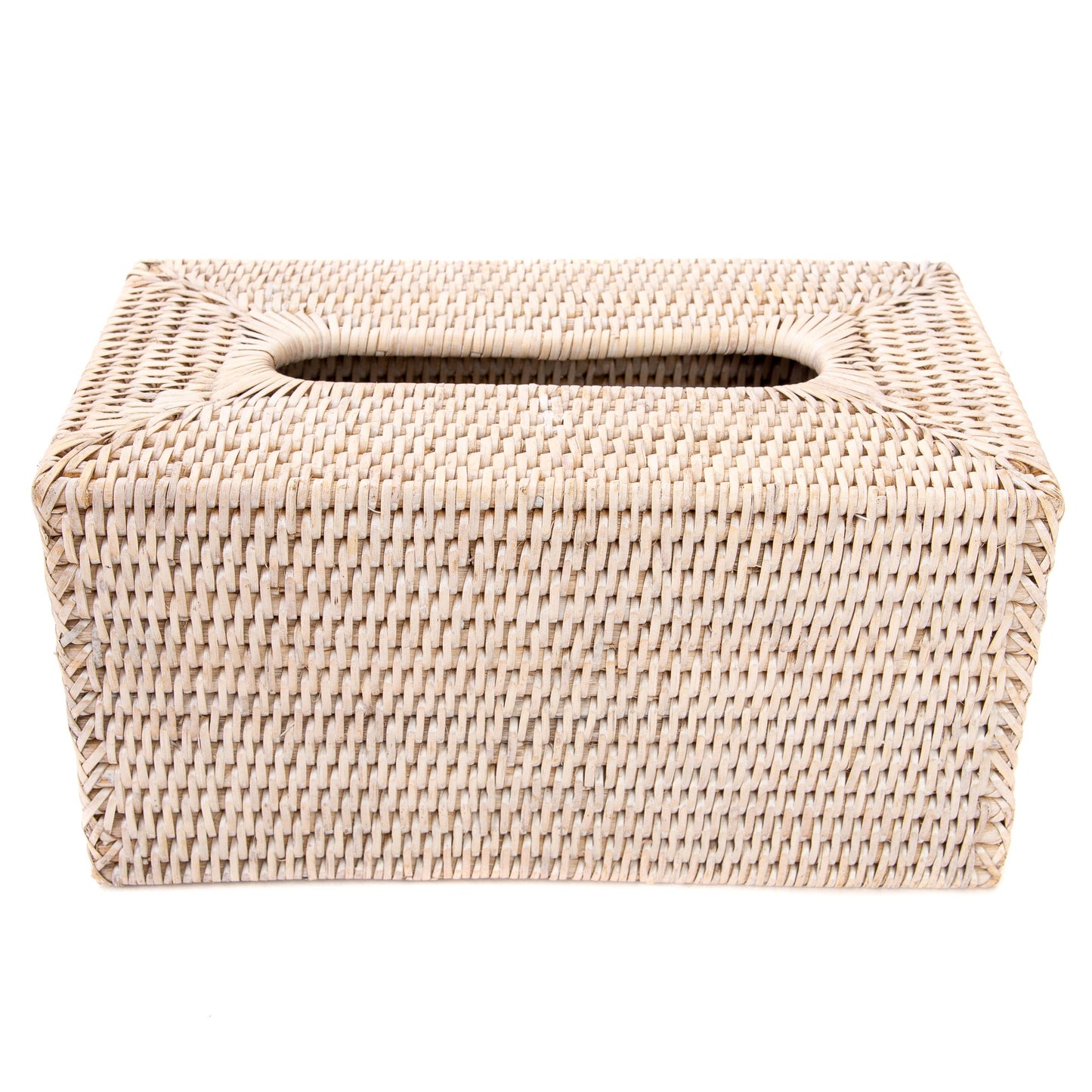 Rattan Rectangular Tissue Box Cover: Honey Brown
