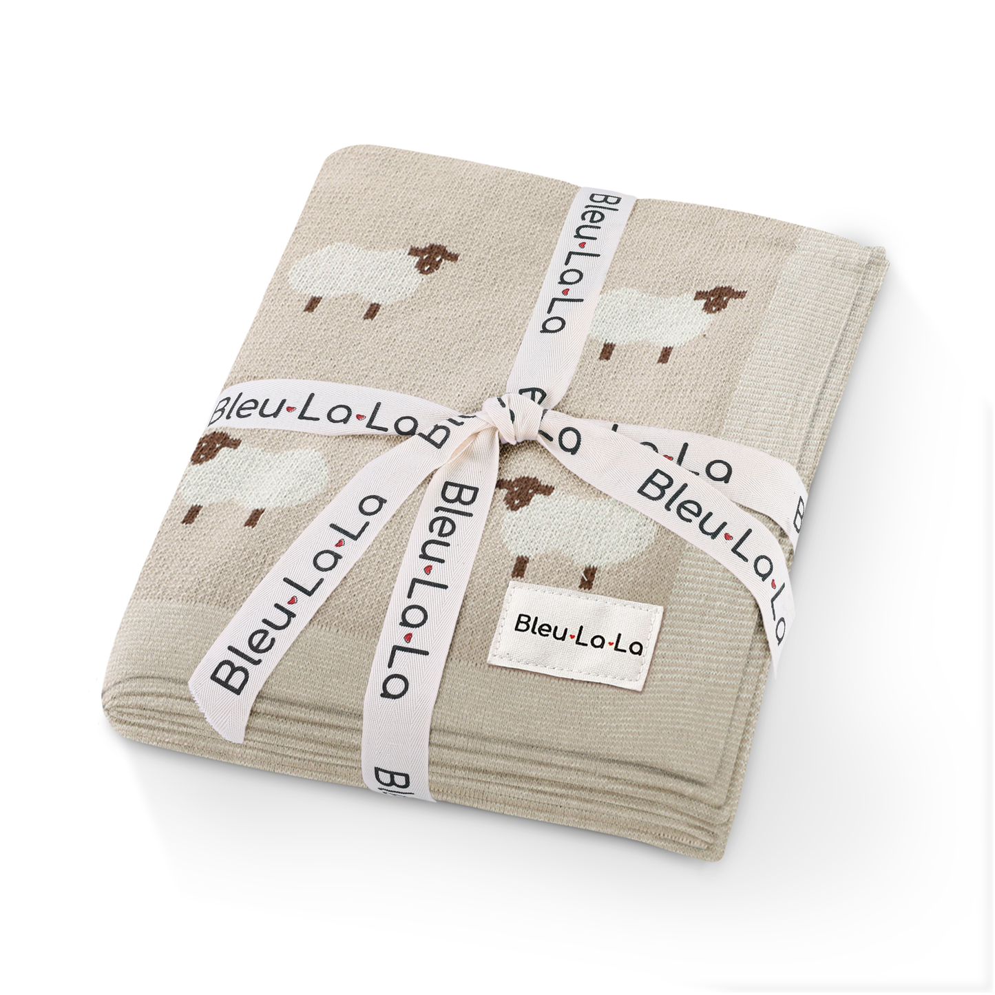 100% Luxury Cotton Receiving Swaddle Baby Blanket - Sheep: Grey
