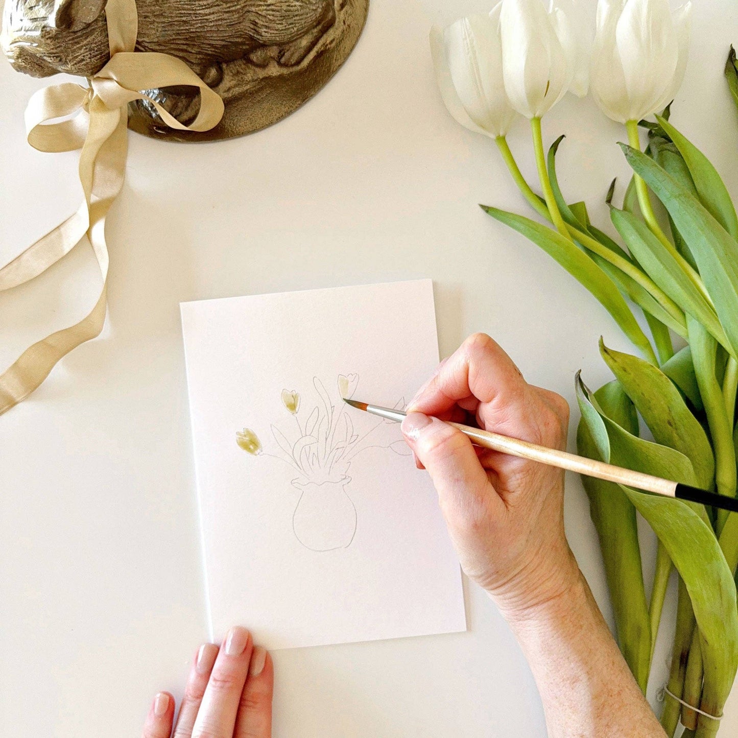 Set of 8 Paintable Notecards - Easter