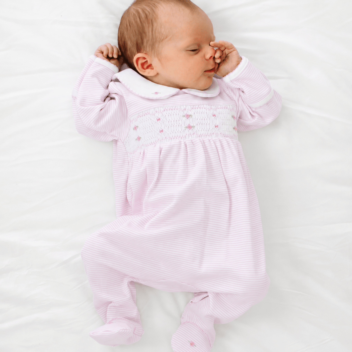 Anna Smocked Footie - Pink