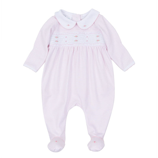 Anna Smocked Footie - Pink