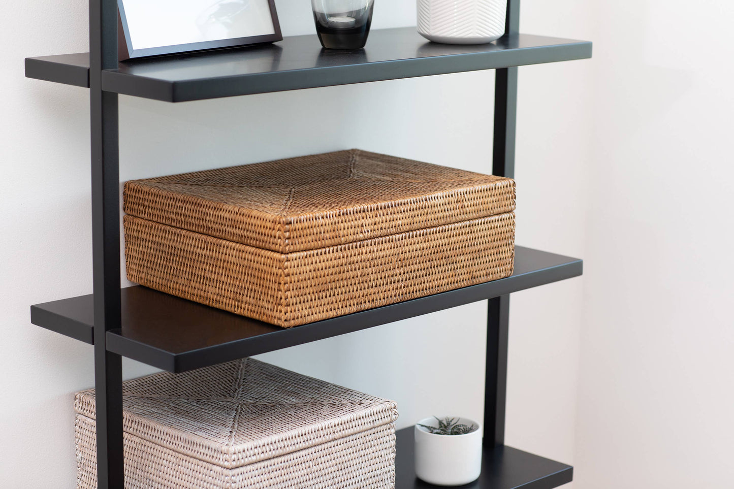 Rattan Flat Legal File Storage Box with Woven Lid: Honey Brown