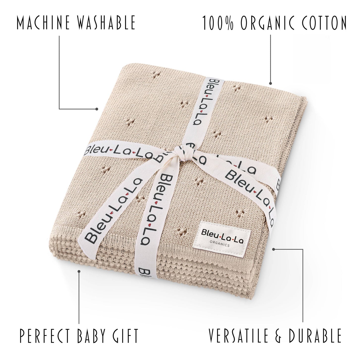 100% Organic Cotton Pointelle Swaddle Receiving Baby Blanket: Oatmeal