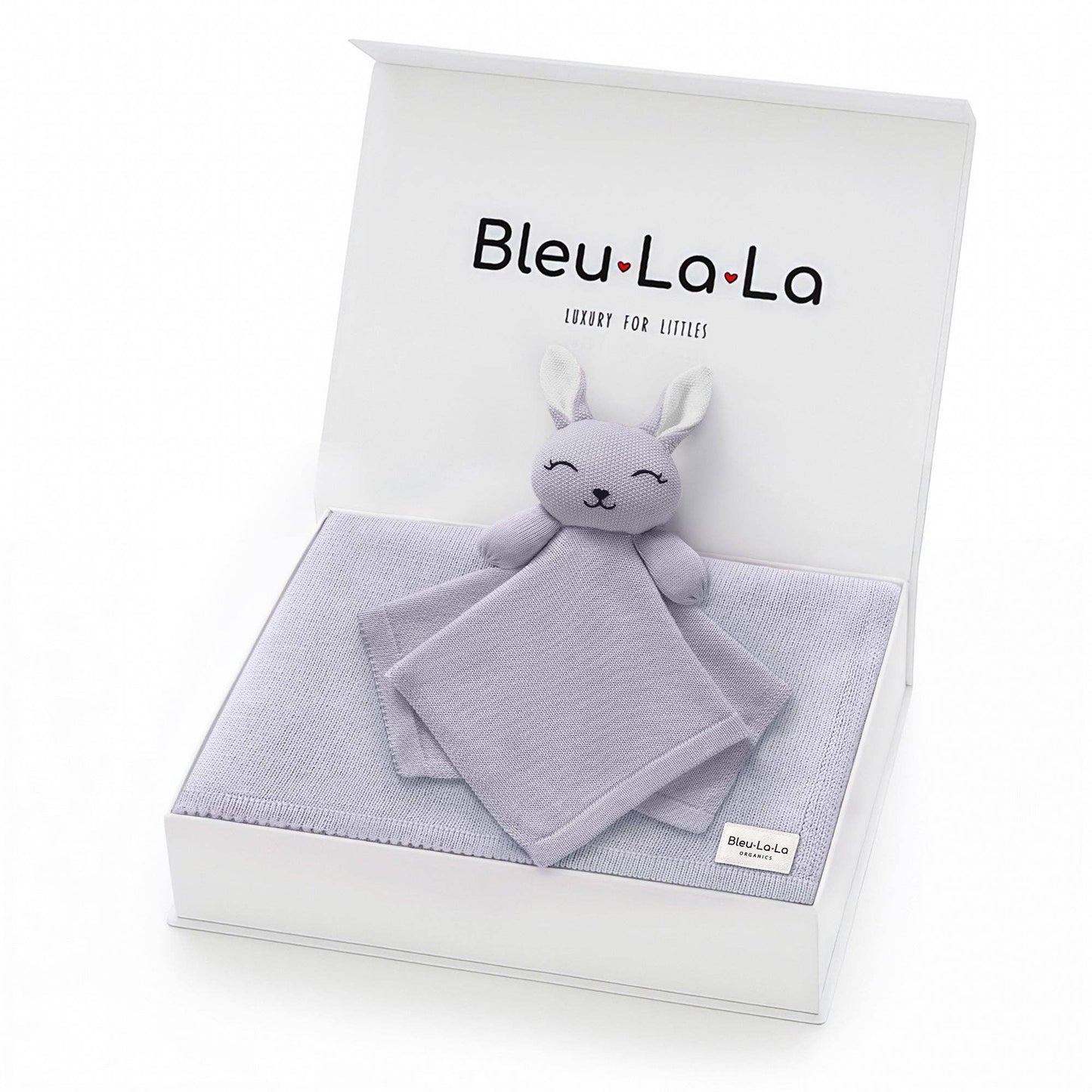 Blanket and Lovey Security Blanket Organic Cotton Gift Set - Bear - Sky Blue