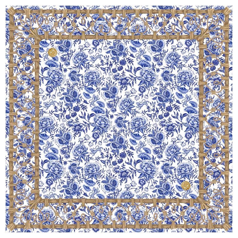 Mahjong Gaming Mat - Chinioserie Bleu