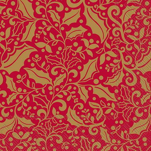 Lunch Napkins - Christmas Sparkle Red Gold