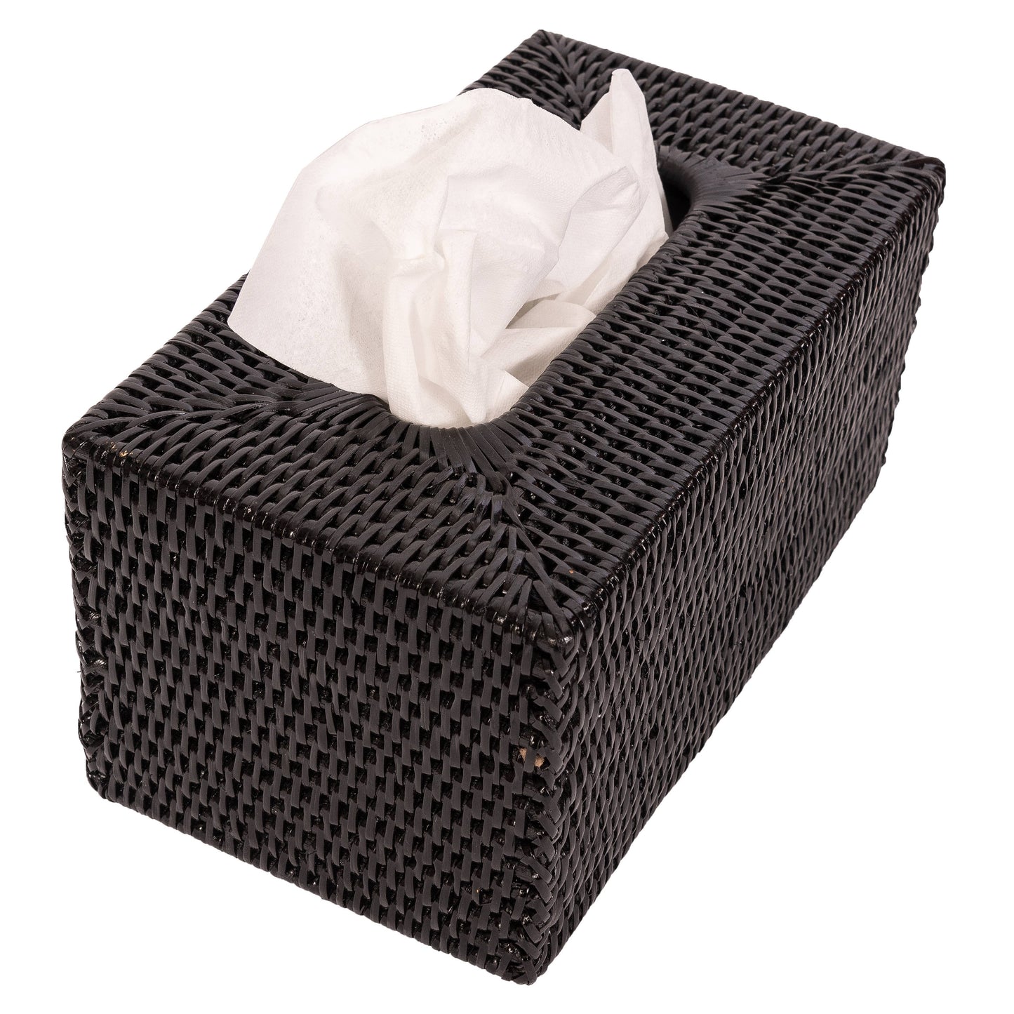 Rattan Rectangular Tissue Box Cover: Honey Brown