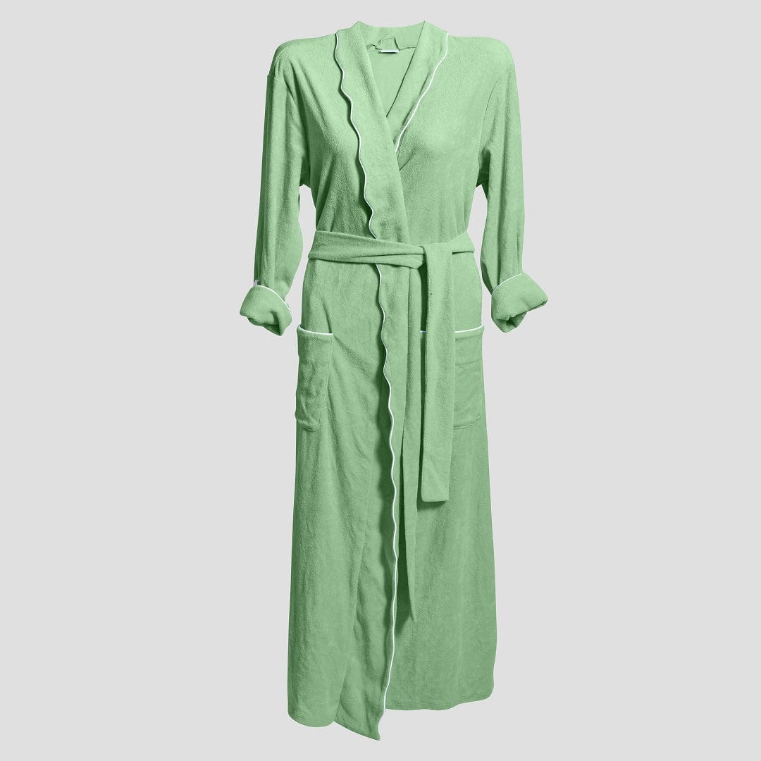 Women's Long Scallop Lightweight Robe - Basil
