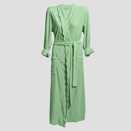 Women's Long Scallop Lightweight Robe - Basil