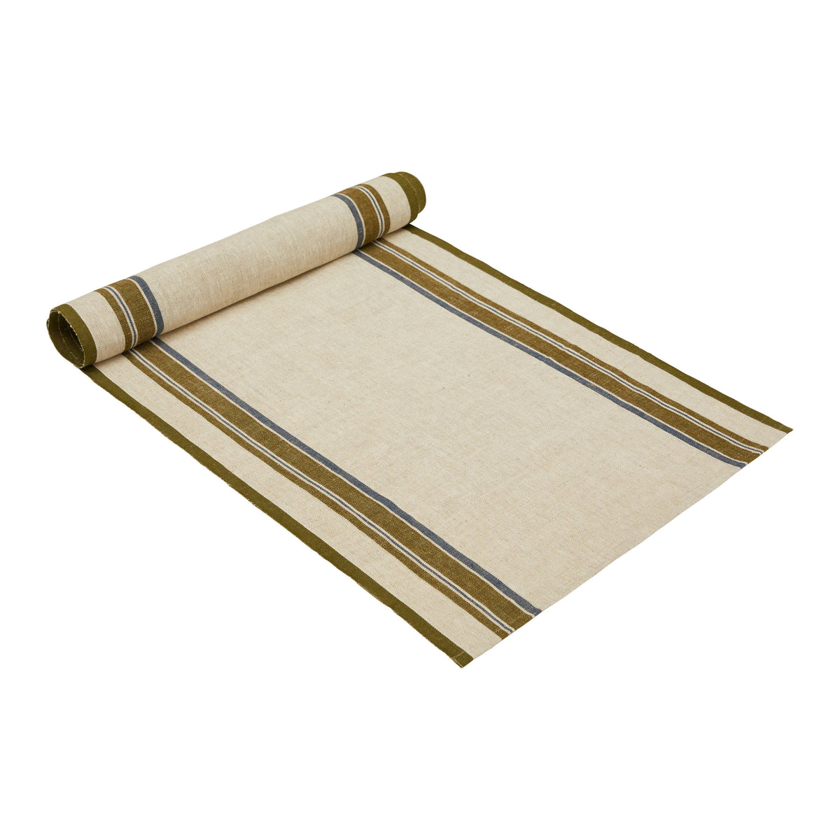 Table Runner - Antibes Natural & Green - 20x72 - Natural Green