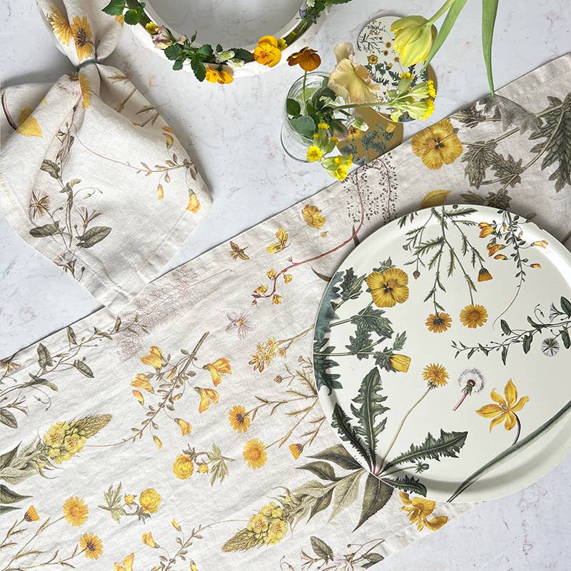 Flora Danica Yellow Linen Napkin