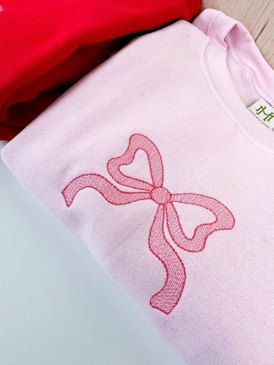 Coquette Bow Crewneck Sweatshirt: Pink