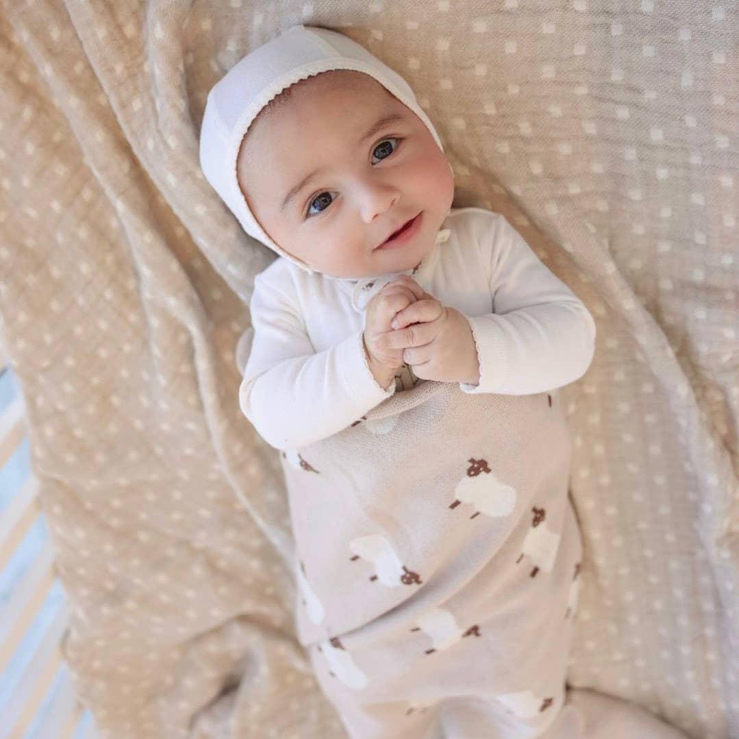 100% Luxury Cotton Receiving Swaddle Baby Blanket - Sheep -  Hunter Green