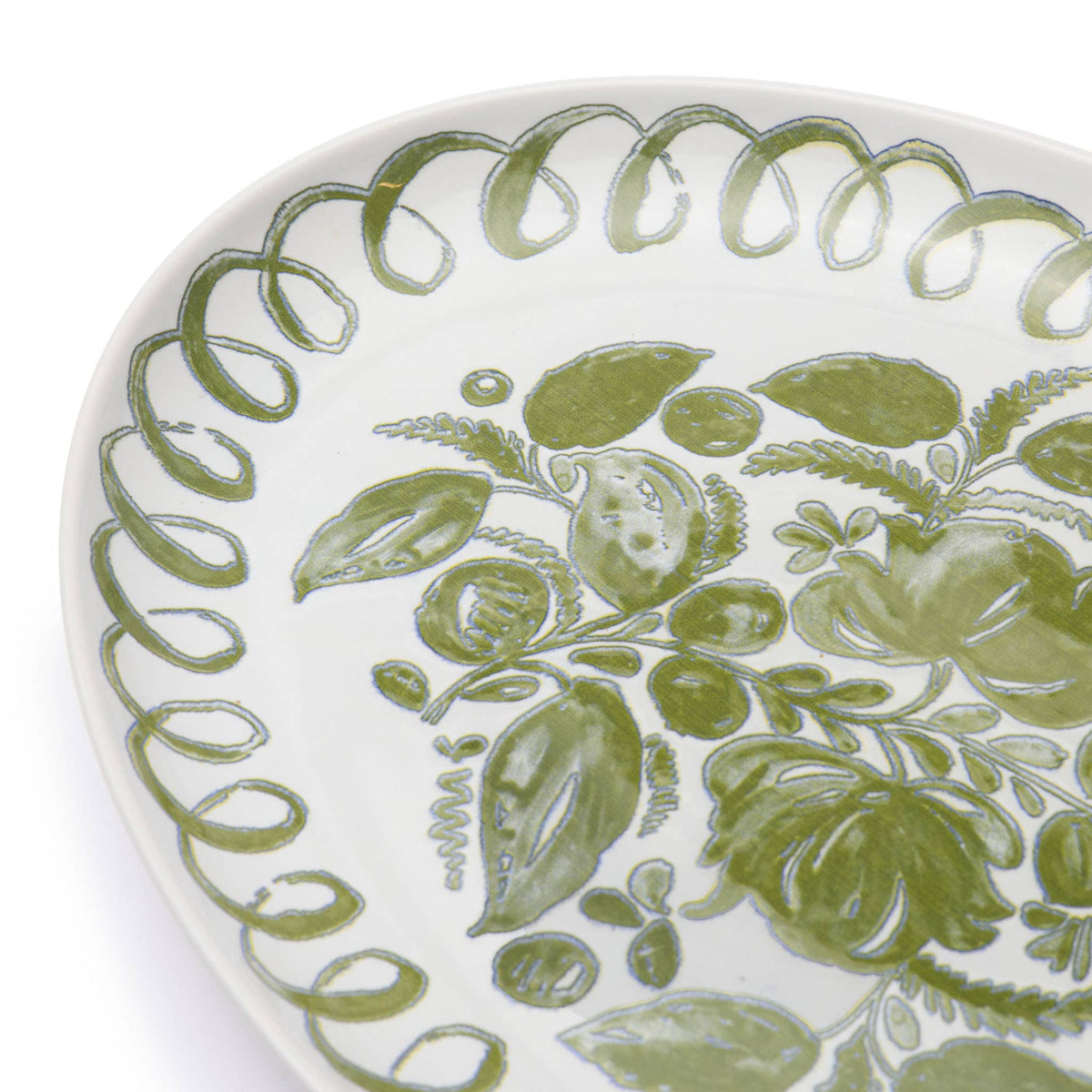 Amalfi Oval Tray - White/Green - 15.7" x 11"
