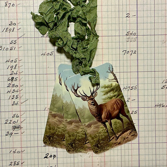 Pack of 3 Gift Tags with Crinkle Ribbon - Beautiful Deer