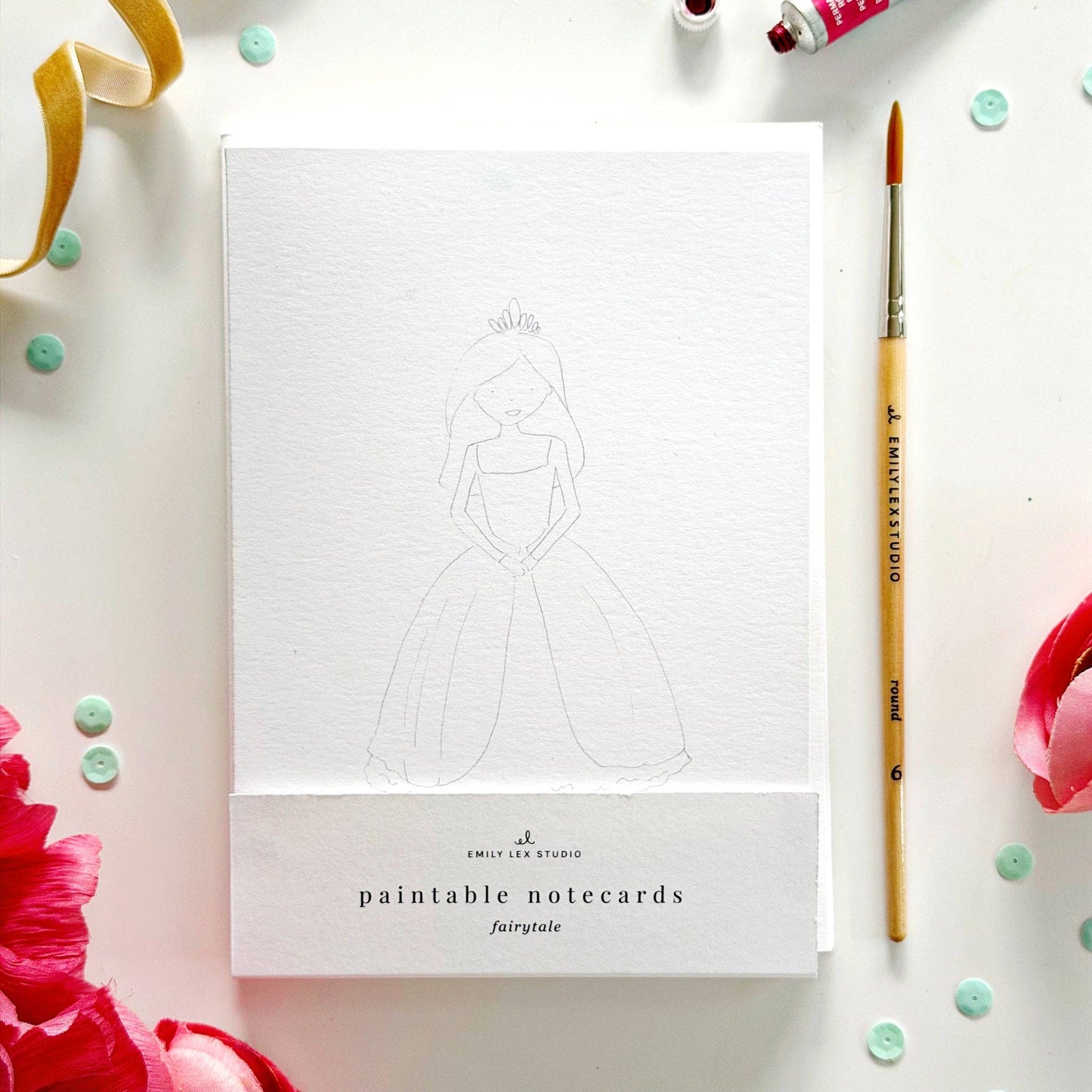 Set of 8 Paintable Notecards - Fairytale
