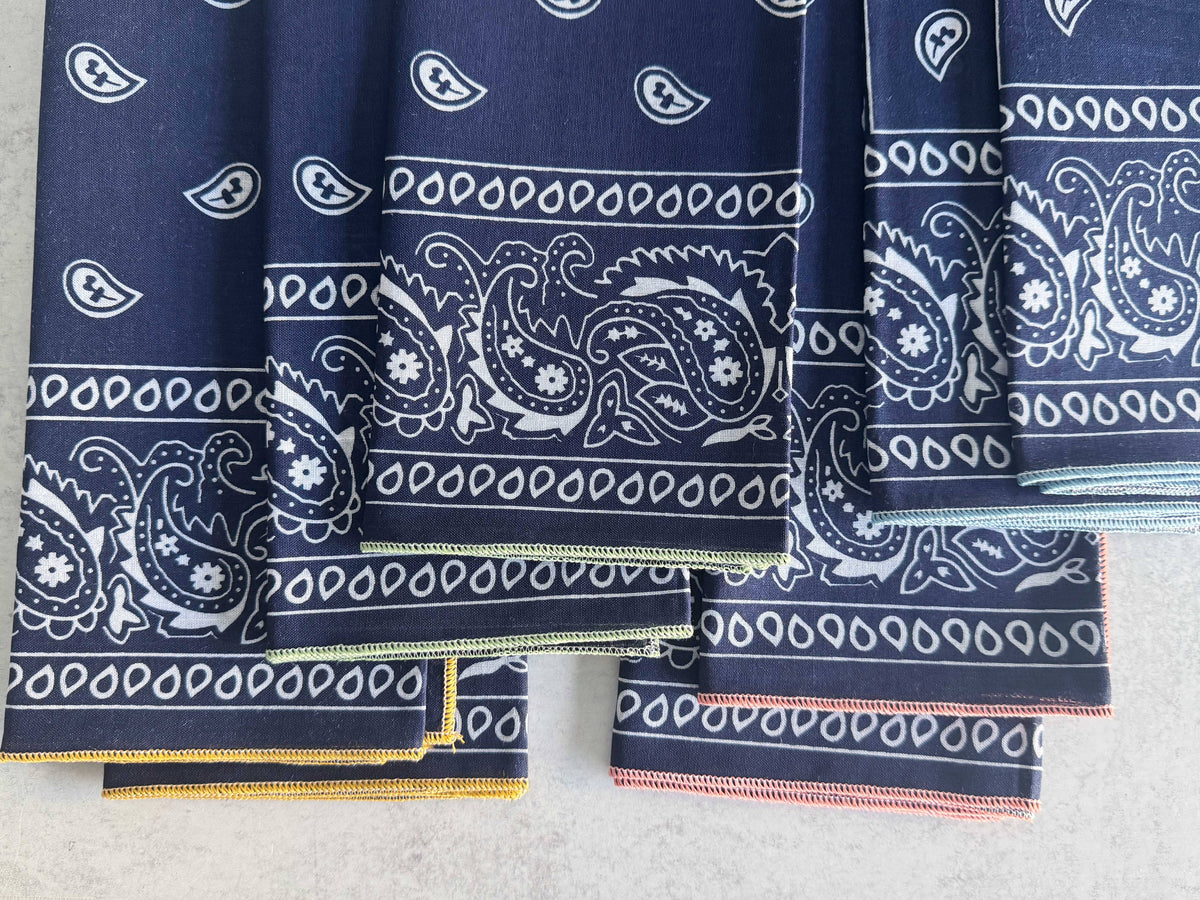18" Bandana Cloth Napkins - Set of 4 - Navy