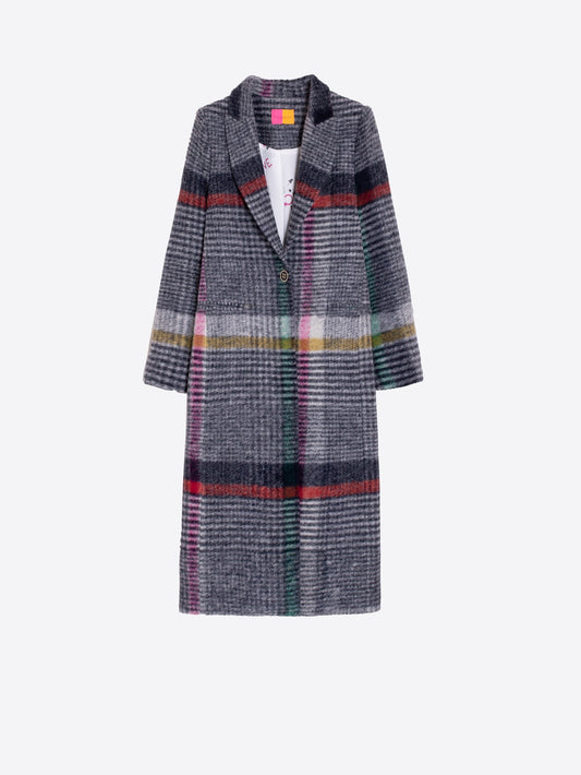 Coat Katherin -  Multicolor Checked Long Coat