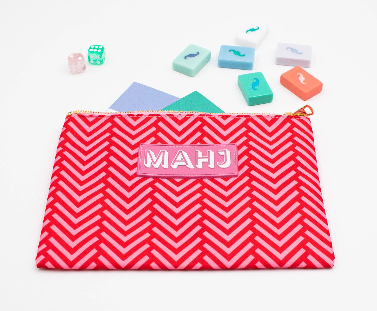 Premium Mahjong Card & Accessory Bag - Arrows- Red