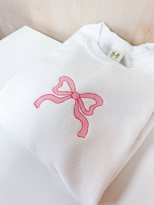 Coquette Bow Crewneck Sweatshirt: Pink