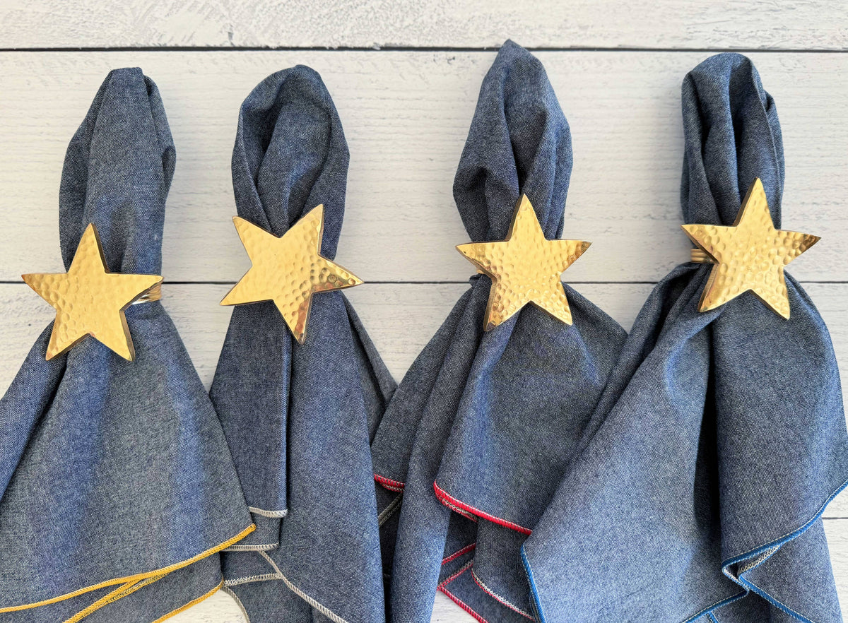 Gold Star Napkin Rings, Set of 4