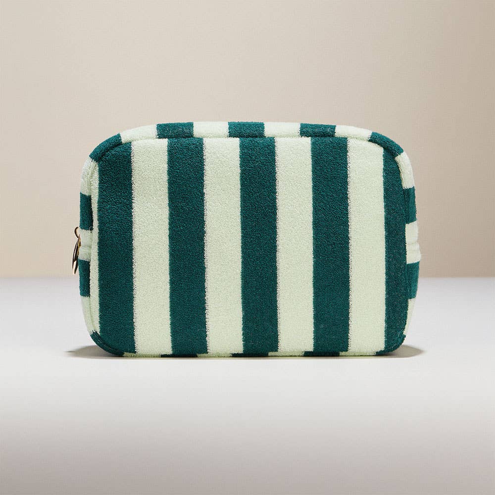 Striped Pattern Cosmetic Pouch Bag: Green