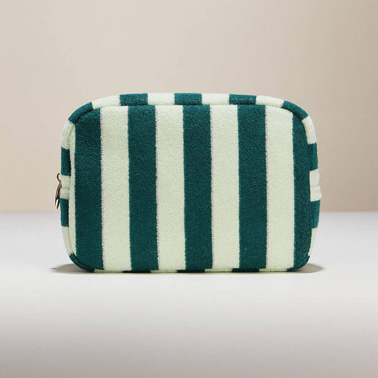 Striped Pattern Cosmetic Pouch Bag: Green