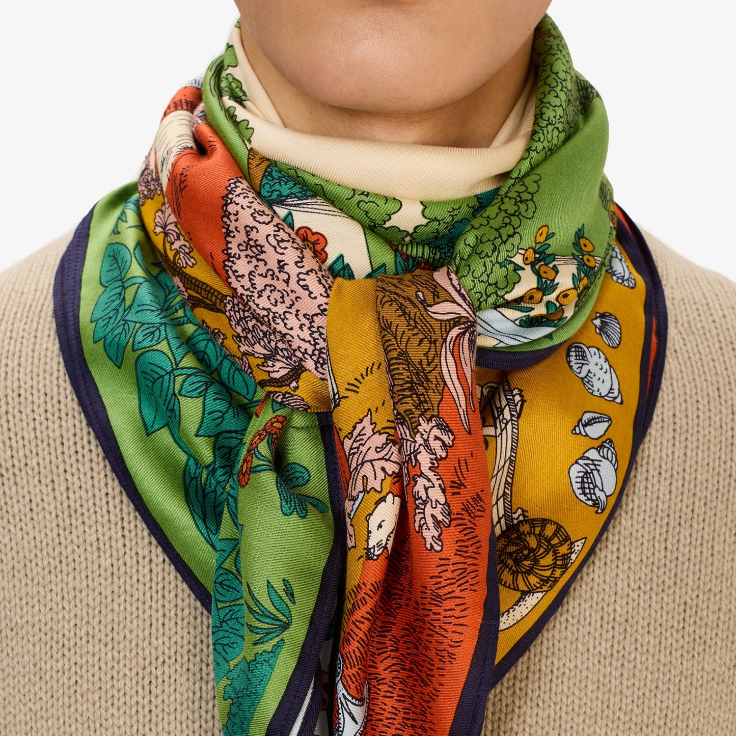 Square Scarf 100 - Quatre Saison - Natural