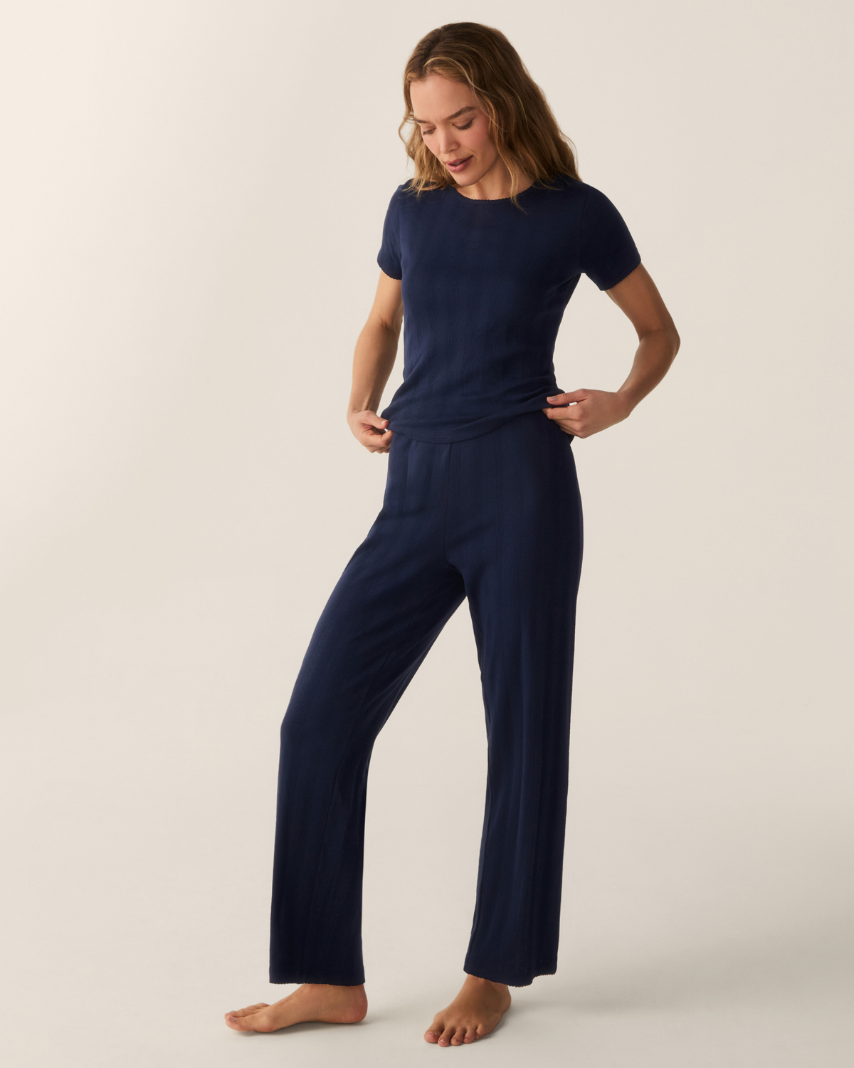 Pointelle Pant - Navy