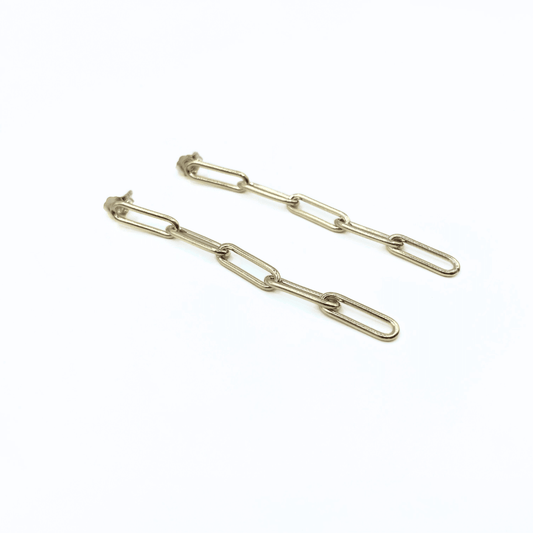 Paperclip Chain Gold Filled Stud Earrings