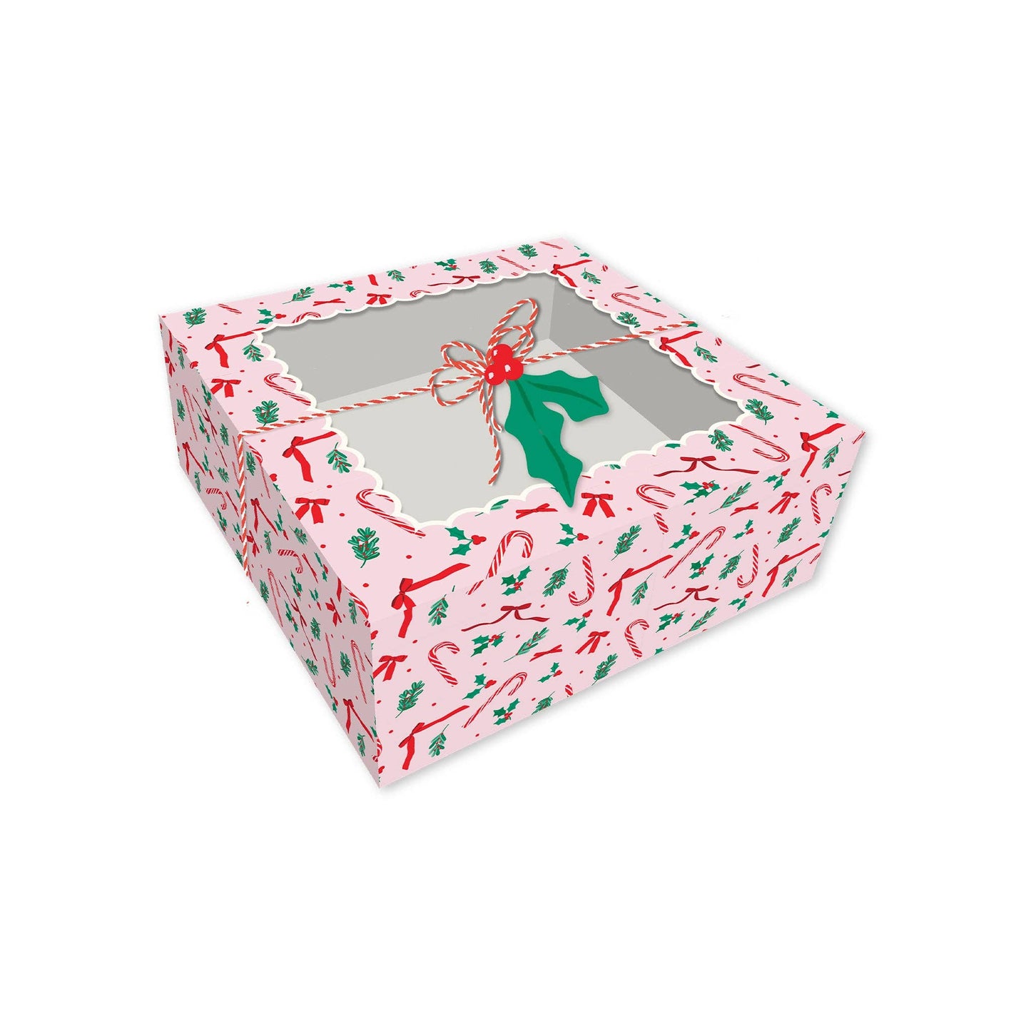 Pink Candy Cane and Holly Cookie Boxes