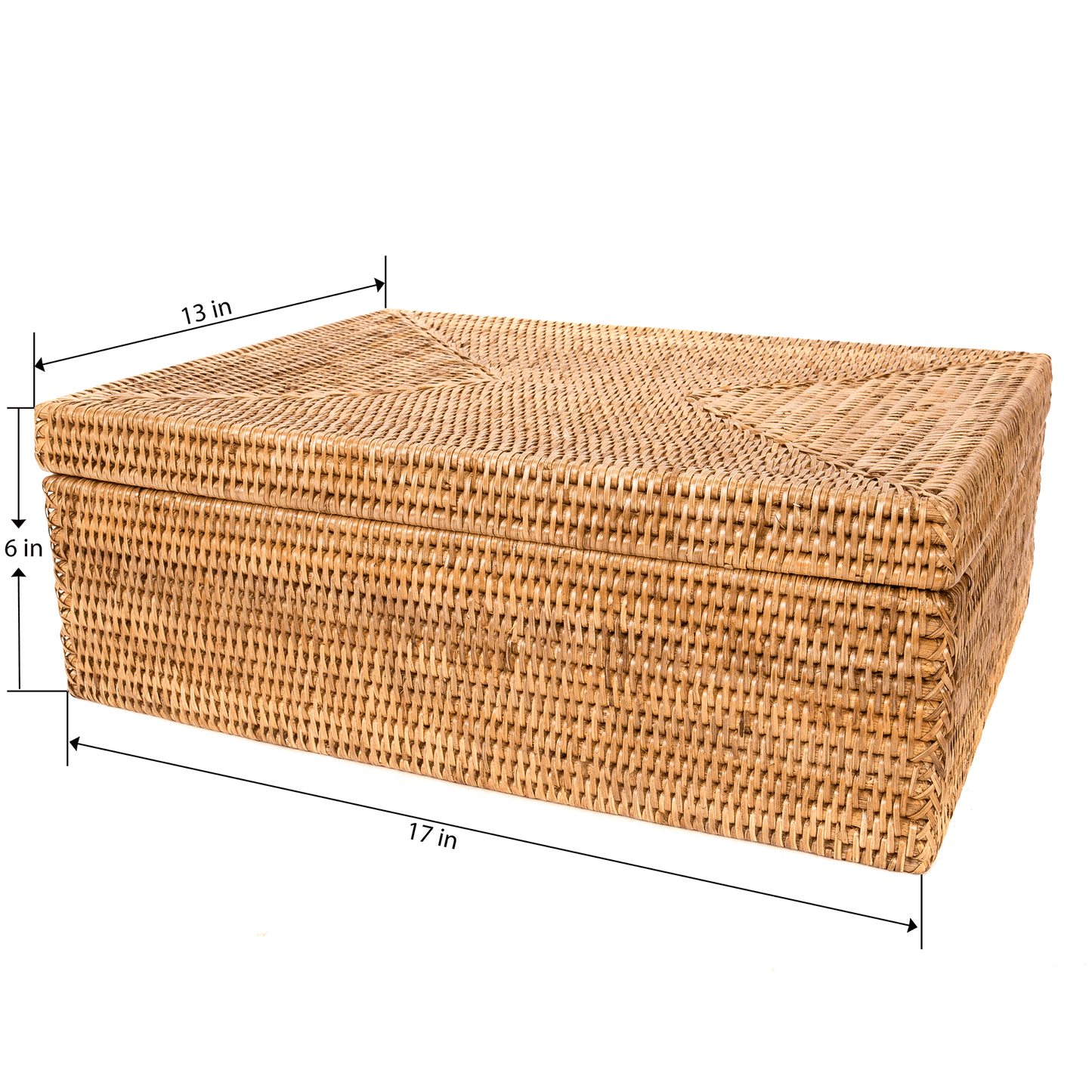 Rattan Flat Legal File Storage Box with Woven Lid: Honey Brown