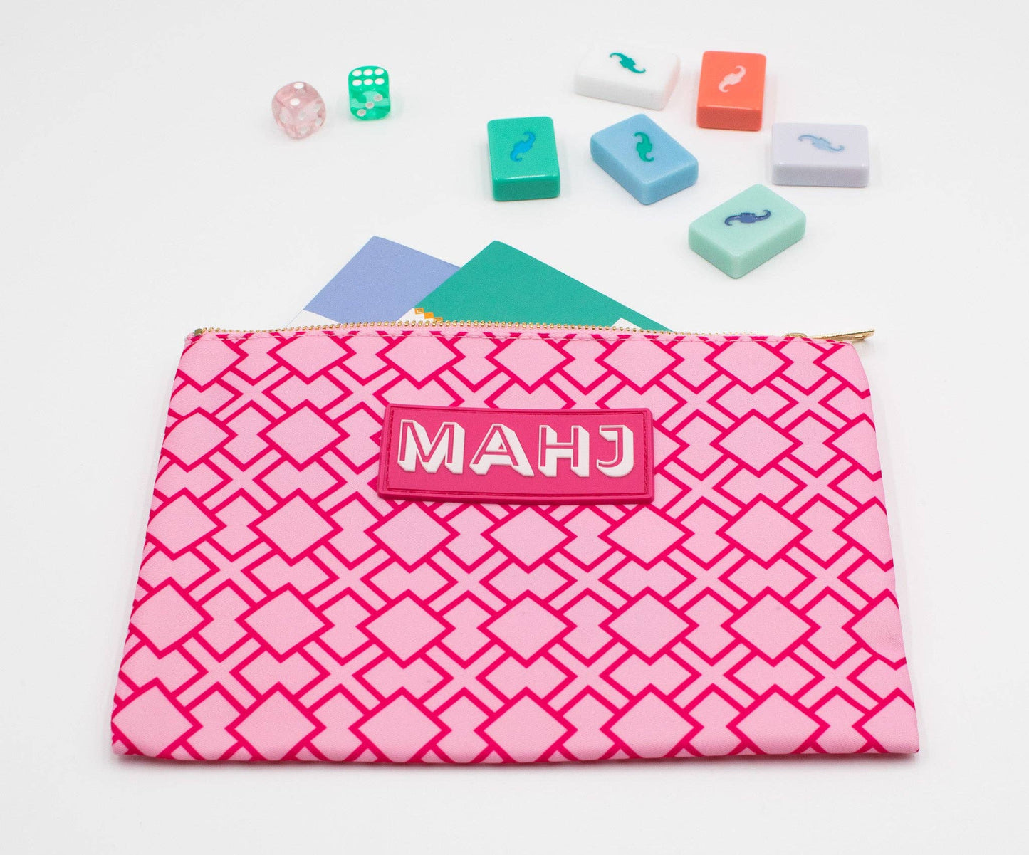Premium Mahjong Card & Accessory Bag - Arrows- Red